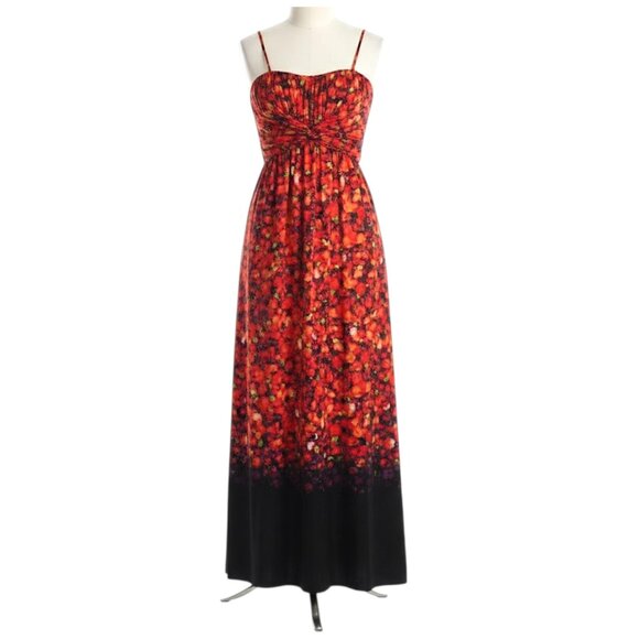 NWT Jessica Simpson Floral Fall Maxi Dress Red Black 6 Designer Statement - Picture 2 of 12
